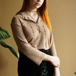 Vintage Gold Polyester 3/4 sleeve